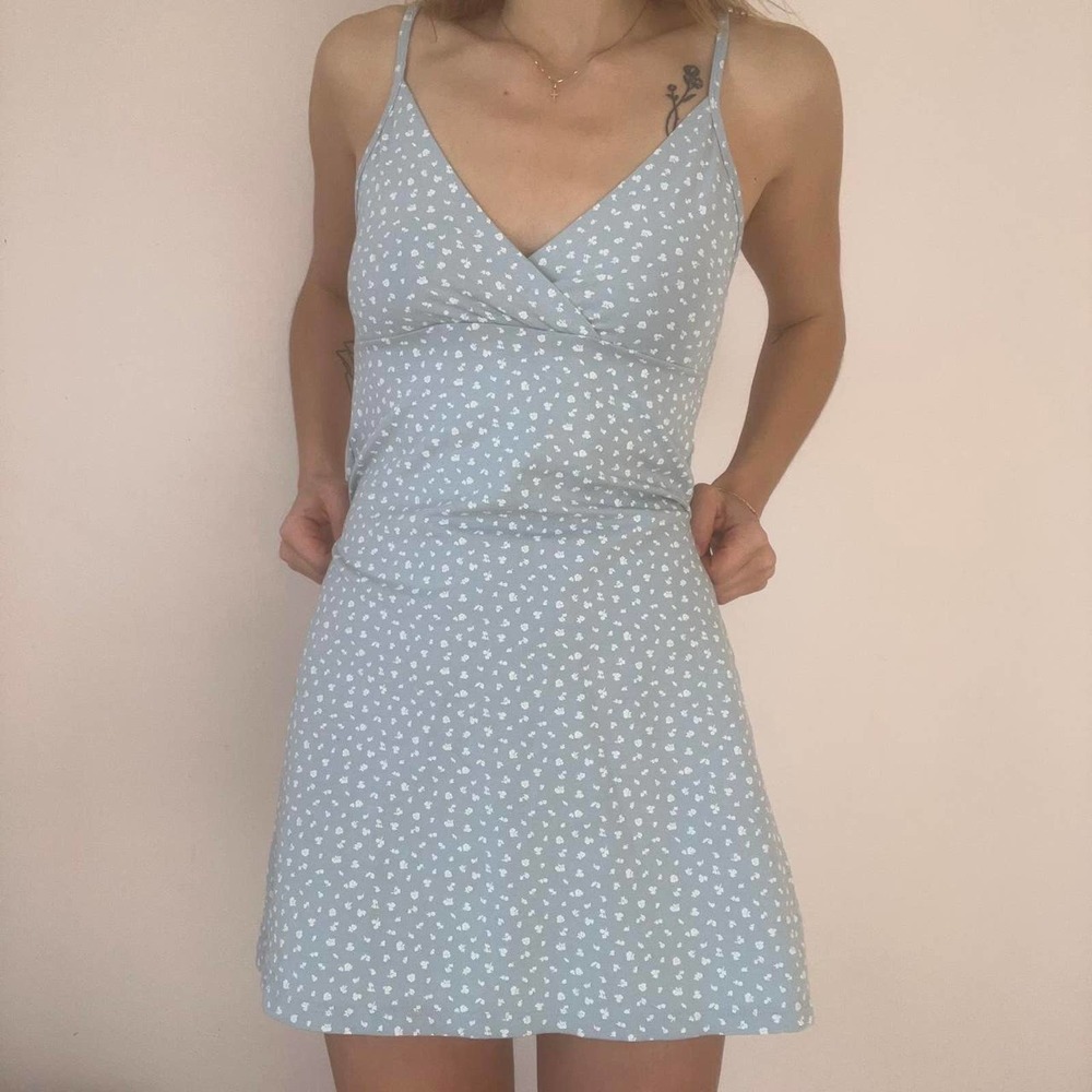 Baby blue and white amara dress